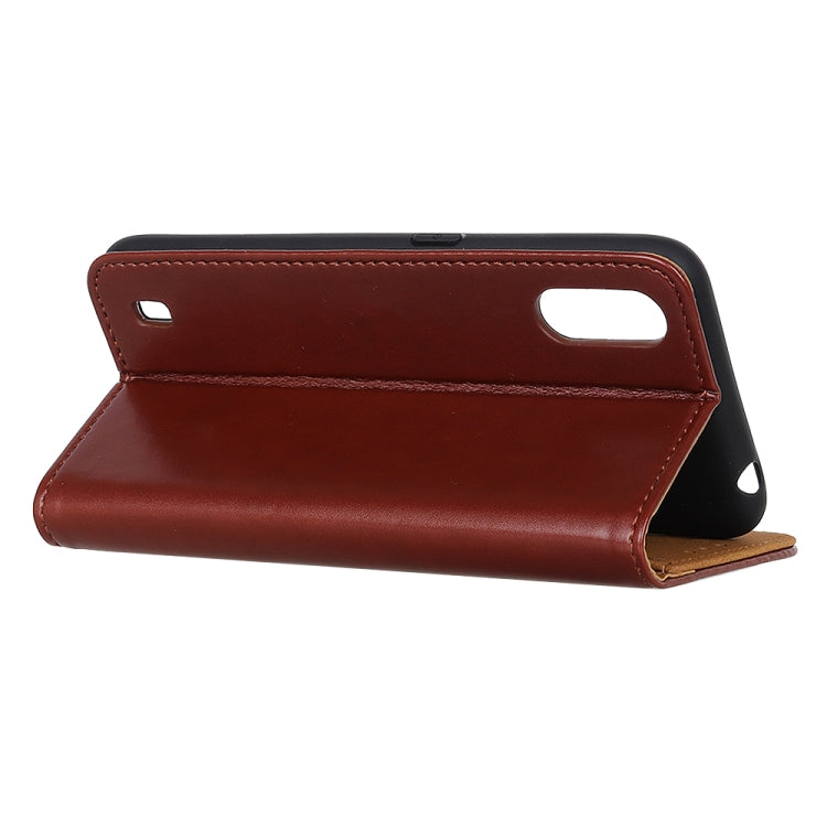 For Samsung Galaxy A10 / M10 3-Color Pearl Texture Magnetic Buckle Horizontal Flip PU Leather Case with Card Slots & Wallet & Holder