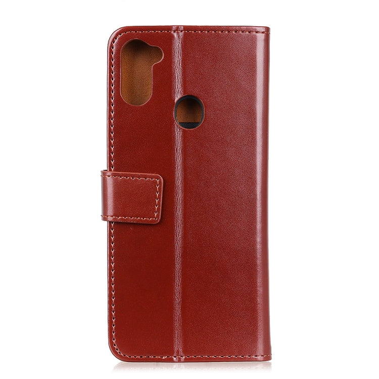 For Samsung Galaxy A11 3-Color Pearl Texture Magnetic Buckle Horizontal Flip PU Leather Case with Card Slots & Wallet & Holder