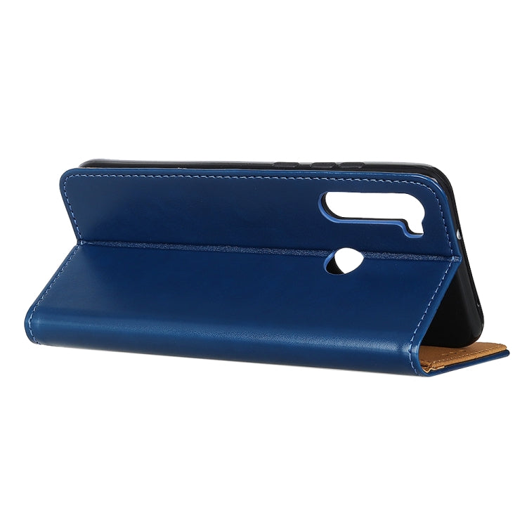 For Samsung Galaxy A21 3-Color Pearl Texture Magnetic Buckle Horizontal Flip PU Leather Case with Card Slots & Wallet & Holder