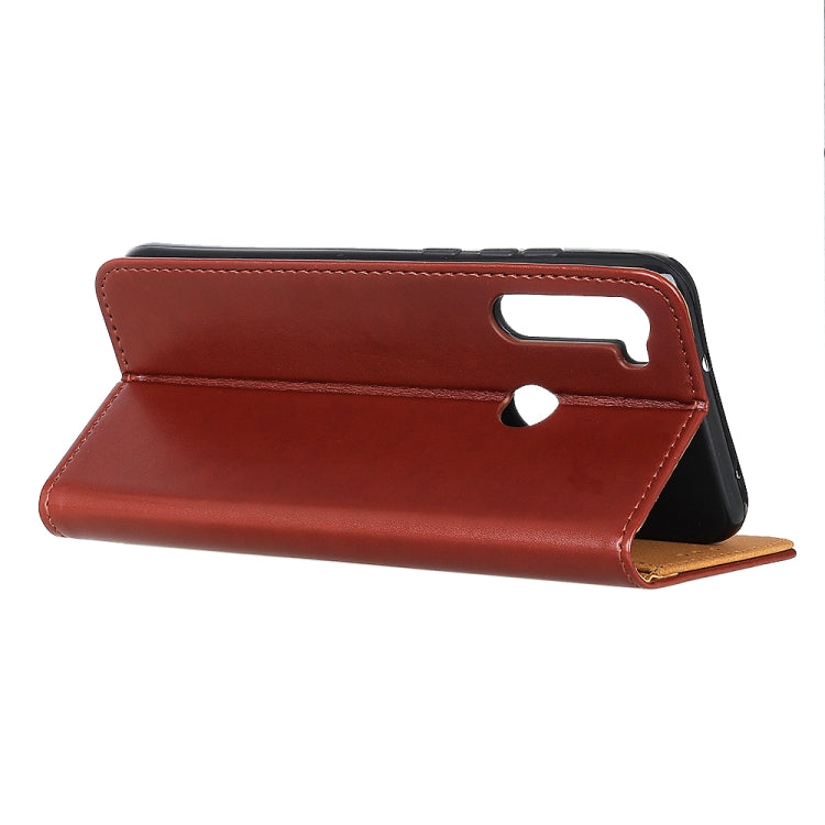 For Samsung Galaxy A21 3-Color Pearl Texture Magnetic Buckle Horizontal Flip PU Leather Case with Card Slots & Wallet & Holder