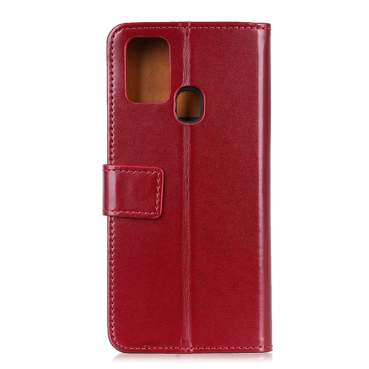 For Samsung Galaxy A21s 3-Color Pearl Texture Magnetic Buckle Horizontal Flip PU Leather Case with Card Slots & Wallet & Holder