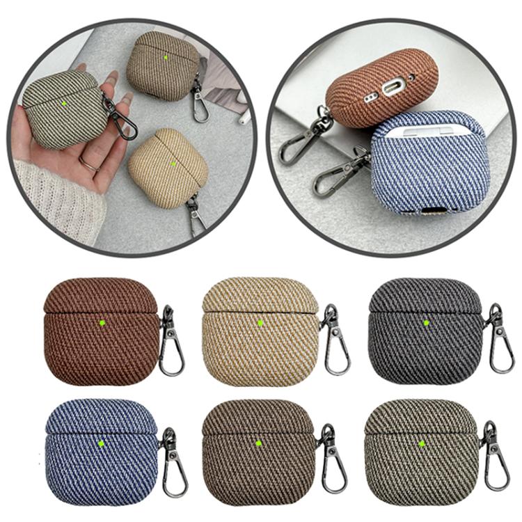 For AirPods Pro 2 Diagonal Striped Leather Bluetooth Earphone Protective Case