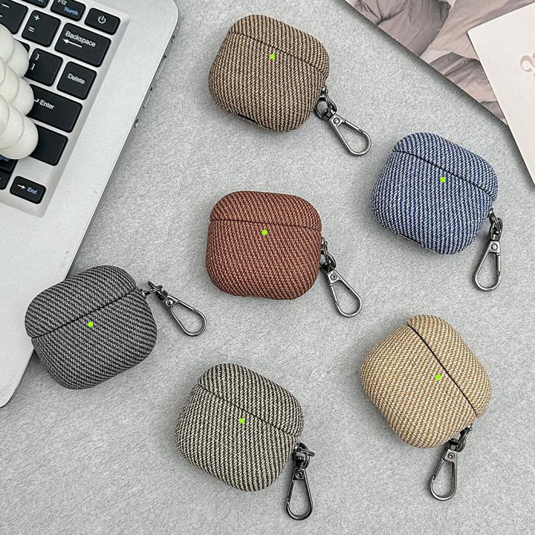 For AirPods Pro Diagonal Striped Leather Bluetooth Earphone Protective Case