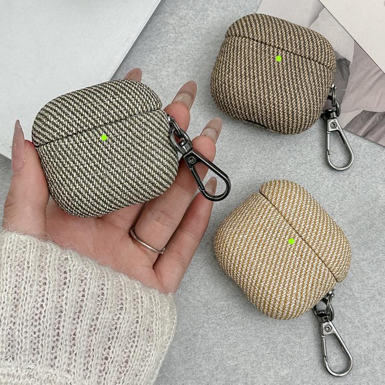For AirPods Pro 2 Diagonal Striped Leather Bluetooth Earphone Protective Case