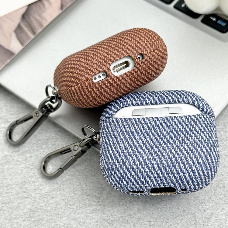 For AirPods Pro 2 Diagonal Striped Leather Bluetooth Earphone Protective Case