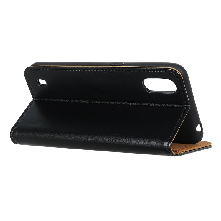For Samsung Galaxy M01 3-Color Pearl Texture Magnetic Buckle Horizontal Flip PU Leather Case with Card Slots & Wallet & Holder
