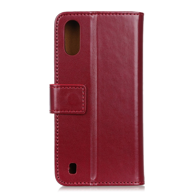 For Samsung Galaxy M01 3-Color Pearl Texture Magnetic Buckle Horizontal Flip PU Leather Case with Card Slots & Wallet & Holder