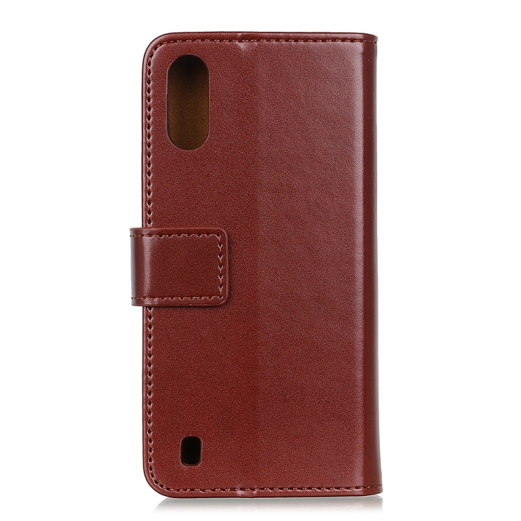 For Samsung Galaxy M01 3-Color Pearl Texture Magnetic Buckle Horizontal Flip PU Leather Case with Card Slots & Wallet & Holder