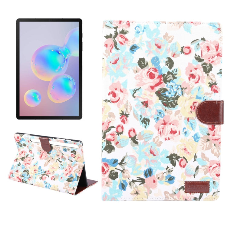 For Samsung Galaxy Tab S8+ / Tab S8 Plus /  Tab S7 FE / Tab S7+ / T970 Flower Cloth Texture PC Horizontal Flip Leather Protective Case with Holder & Card Slots & Wallet & Photo Frame & Sleep / Wake-up Function
