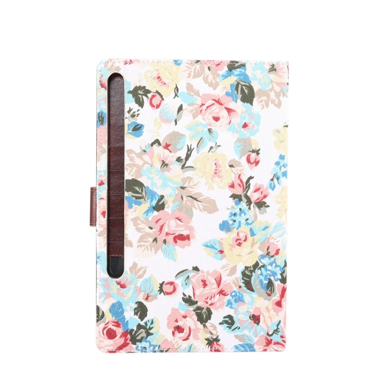 For Samsung Galaxy Tab S8+ / Tab S8 Plus /  Tab S7 FE / Tab S7+ / T970 Flower Cloth Texture PC Horizontal Flip Leather Protective Case with Holder & Card Slots & Wallet & Photo Frame & Sleep / Wake-up Function