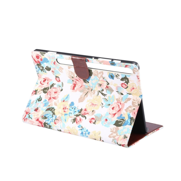 For Samsung Galaxy Tab S8+ / Tab S8 Plus /  Tab S7 FE / Tab S7+ / T970 Flower Cloth Texture PC Horizontal Flip Leather Protective Case with Holder & Card Slots & Wallet & Photo Frame & Sleep / Wake-up Function