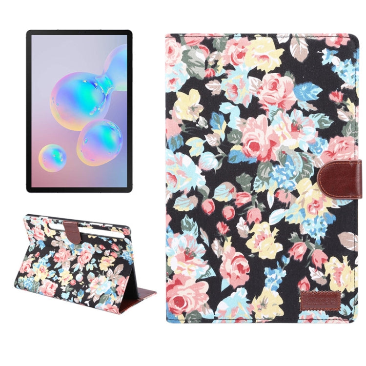 For Samsung Galaxy Tab S8+ / Tab S8 Plus /  Tab S7 FE / Tab S7+ / T970 Flower Cloth Texture PC Horizontal Flip Leather Protective Case with Holder & Card Slots & Wallet & Photo Frame & Sleep / Wake-up Function