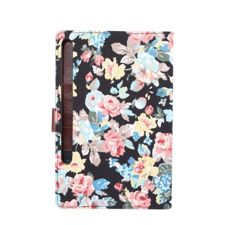 For Samsung Galaxy Tab S8+ / Tab S8 Plus /  Tab S7 FE / Tab S7+ / T970 Flower Cloth Texture PC Horizontal Flip Leather Protective Case with Holder & Card Slots & Wallet & Photo Frame & Sleep / Wake-up Function