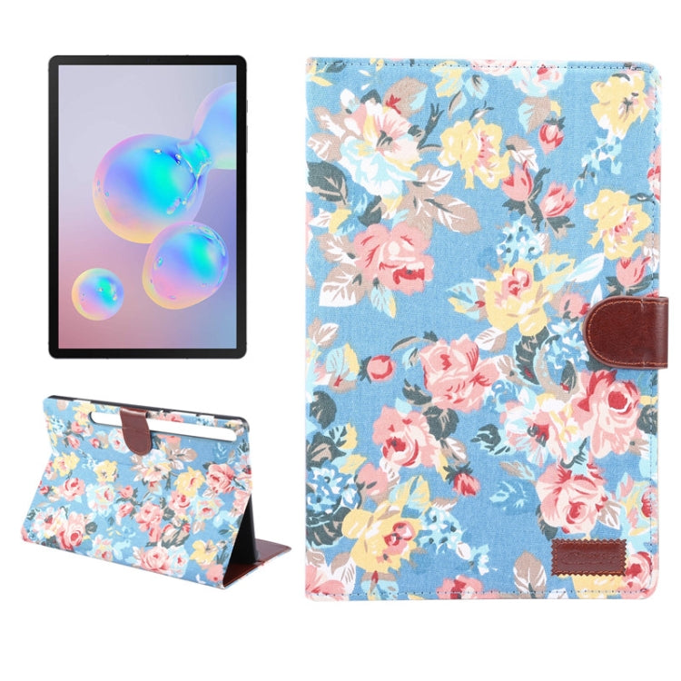 For Samsung Galaxy Tab S8+ / Tab S8 Plus /  Tab S7 FE / Tab S7+ / T970 Flower Cloth Texture PC Horizontal Flip Leather Protective Case with Holder & Card Slots & Wallet & Photo Frame & Sleep / Wake-up Function