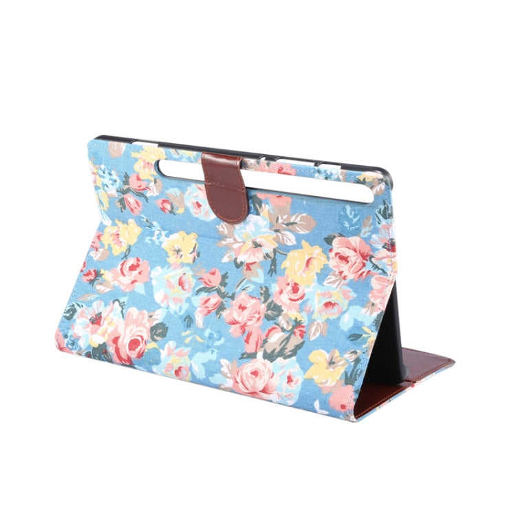 For Samsung Galaxy Tab S8+ / Tab S8 Plus /  Tab S7 FE / Tab S7+ / T970 Flower Cloth Texture PC Horizontal Flip Leather Protective Case with Holder & Card Slots & Wallet & Photo Frame & Sleep / Wake-up Function