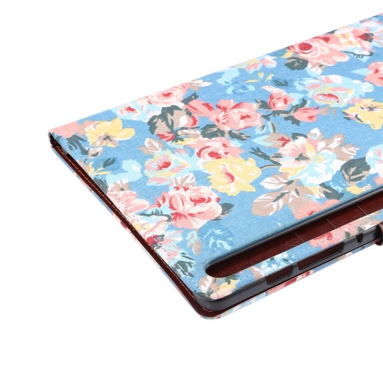 For Samsung Galaxy Tab S8+ / Tab S8 Plus /  Tab S7 FE / Tab S7+ / T970 Flower Cloth Texture PC Horizontal Flip Leather Protective Case with Holder & Card Slots & Wallet & Photo Frame & Sleep / Wake-up Function