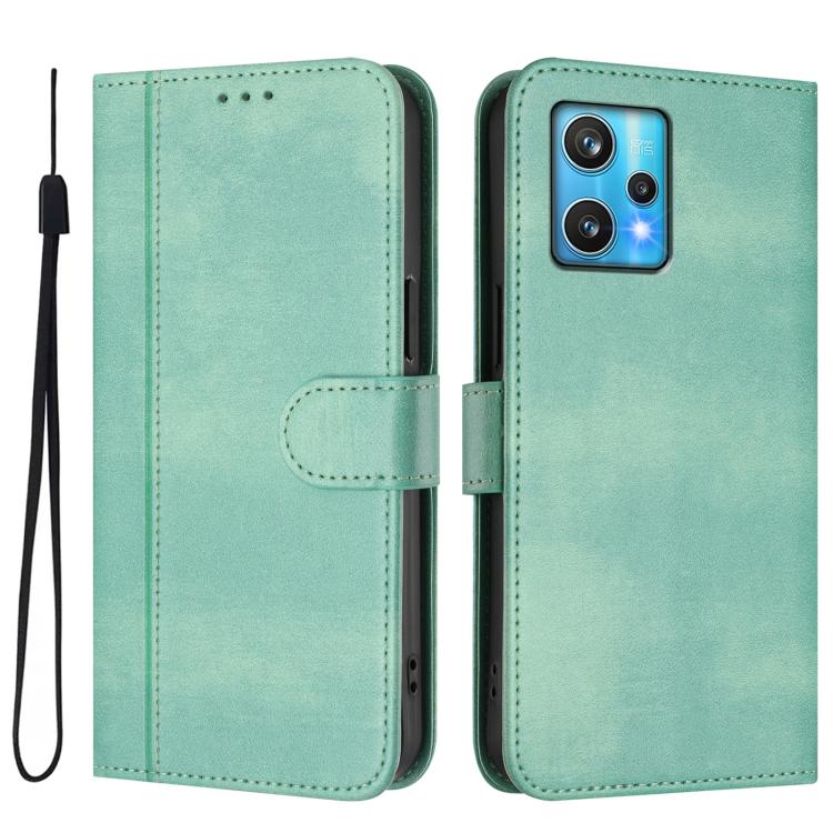 For Realme 9 Pro+ 5G / 9 4G Global Line Splicing Buckle Retro Leather Phone Case