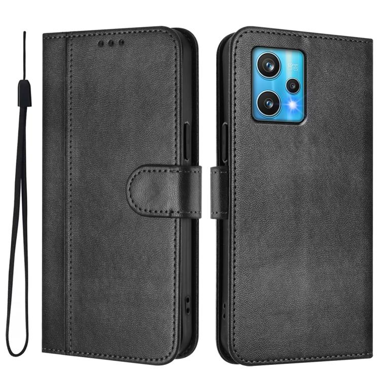 For Realme 9 Pro+ 5G / 9 4G Global Line Splicing Buckle Retro Leather Phone Case
