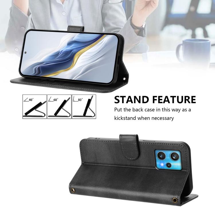 For Realme 9 Pro+ 5G / 9 4G Global Line Splicing Buckle Retro Leather Phone Case