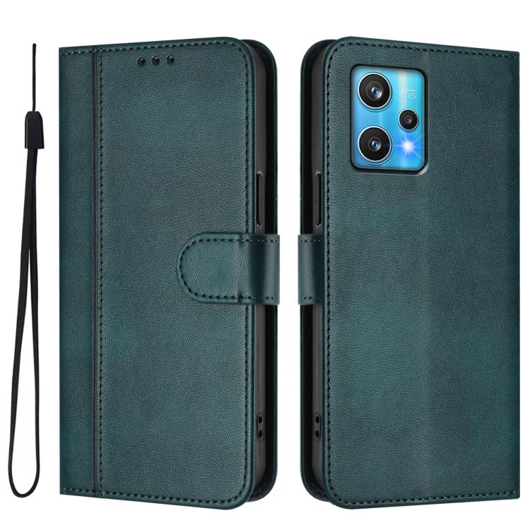For Realme 9 Pro+ 5G / 9 4G Global Line Splicing Buckle Retro Leather Phone Case
