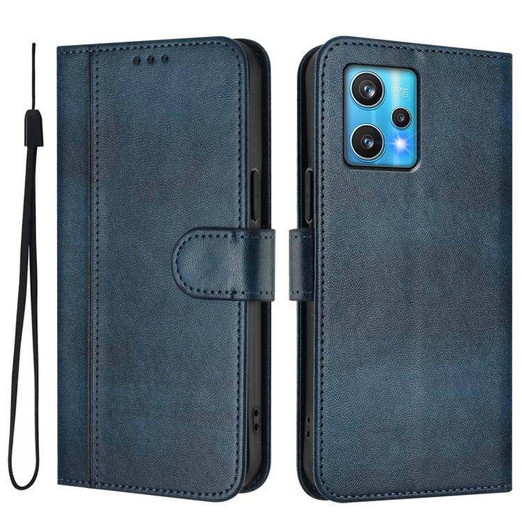 For Realme 9 Pro+ 5G / 9 4G Global Line Splicing Buckle Retro Leather Phone Case