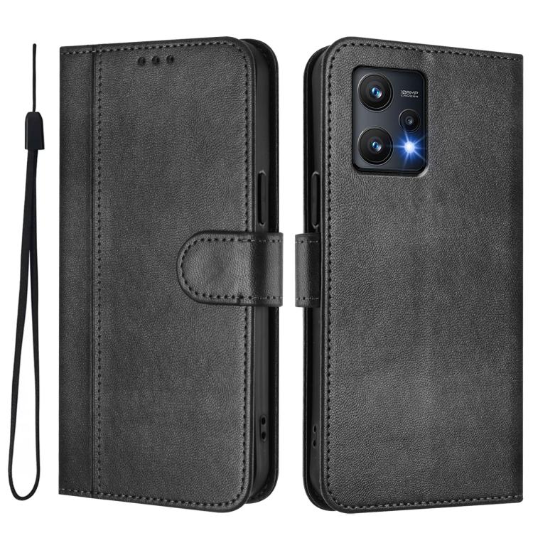 For Realme 9 Pro 5G Global / 9 5G EU Version Line Splicing Buckle Retro Leather Phone Case