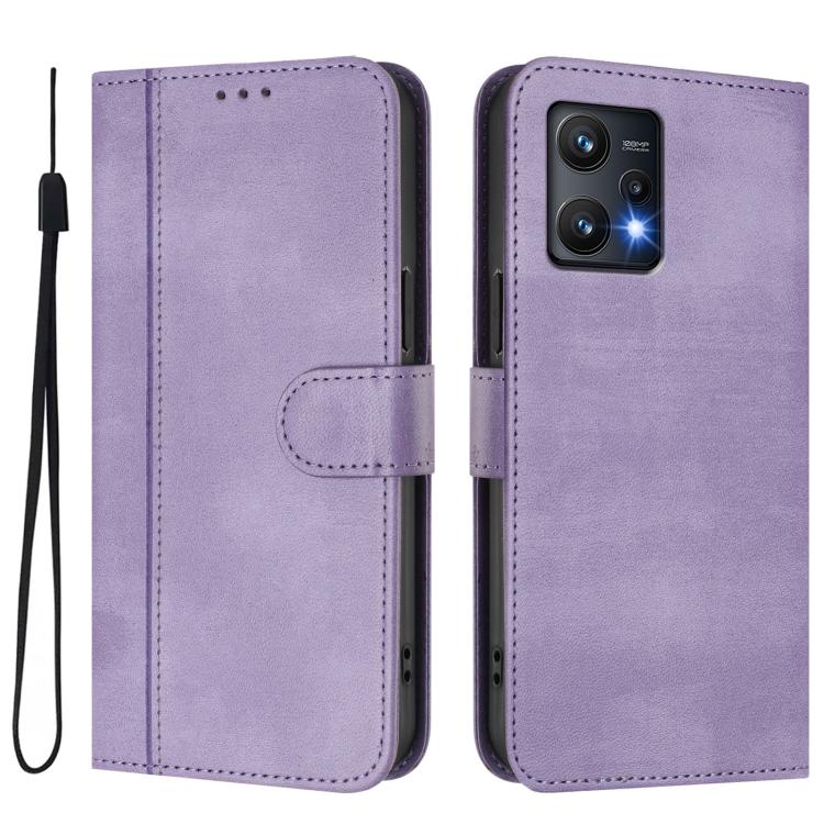 For Realme 9 Pro 5G Global / 9 5G EU Version Line Splicing Buckle Retro Leather Phone Case