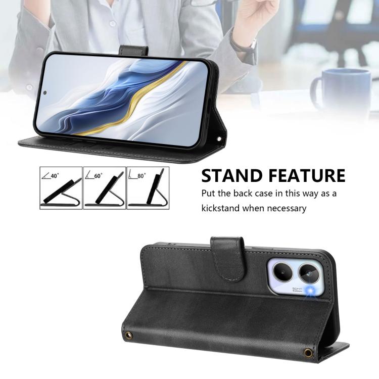 For Realme 10 4G Global Line Splicing Buckle Retro Leather Phone Case