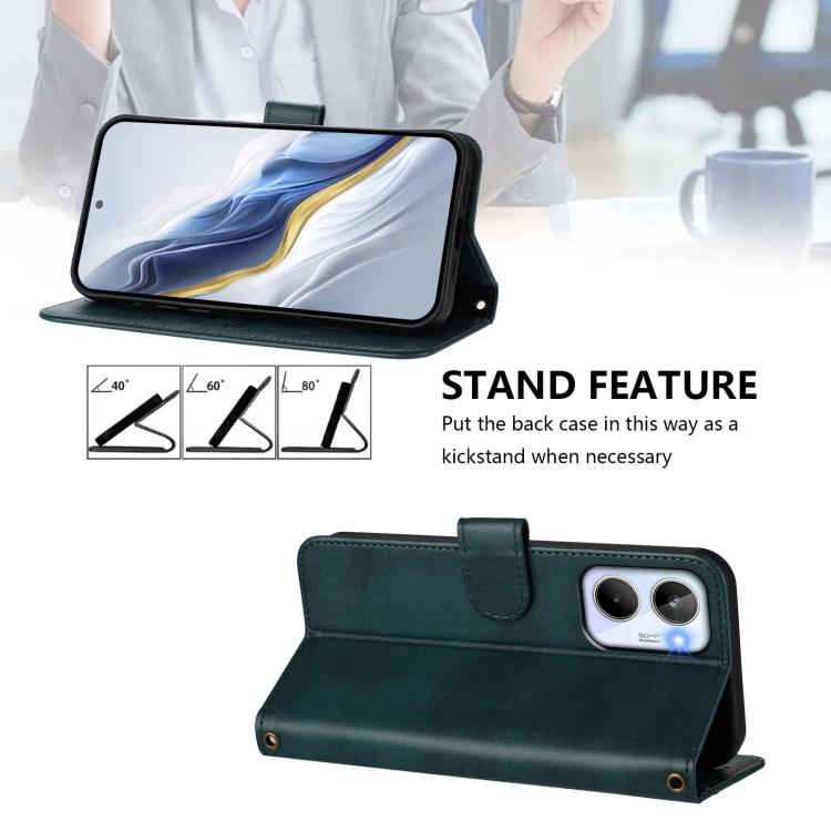For Realme 10 4G Global Line Splicing Buckle Retro Leather Phone Case