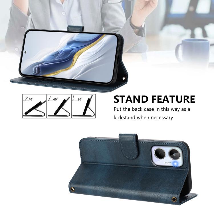 For Realme 10 4G Global Line Splicing Buckle Retro Leather Phone Case