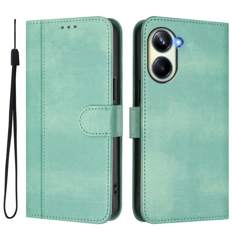 For Realme 10 Pro 5G Line Splicing Buckle Retro Leather Phone Case