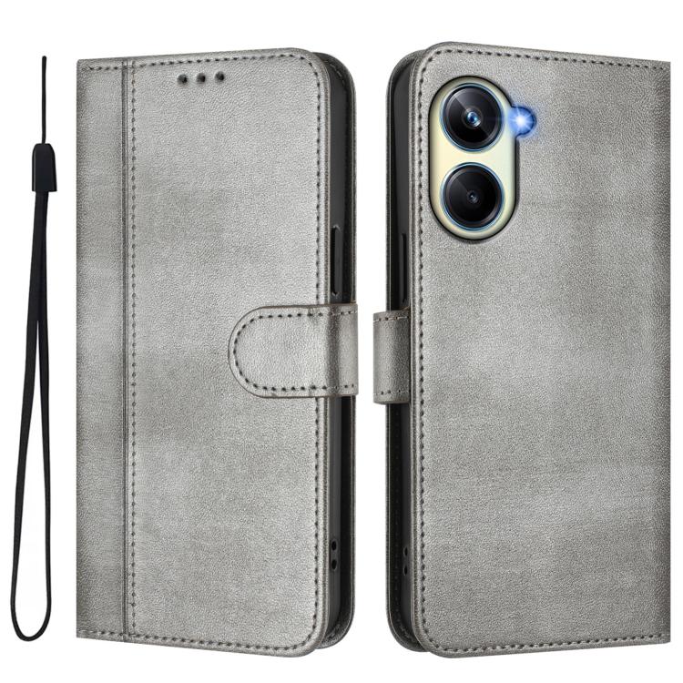 For Realme 10 Pro 5G Line Splicing Buckle Retro Leather Phone Case