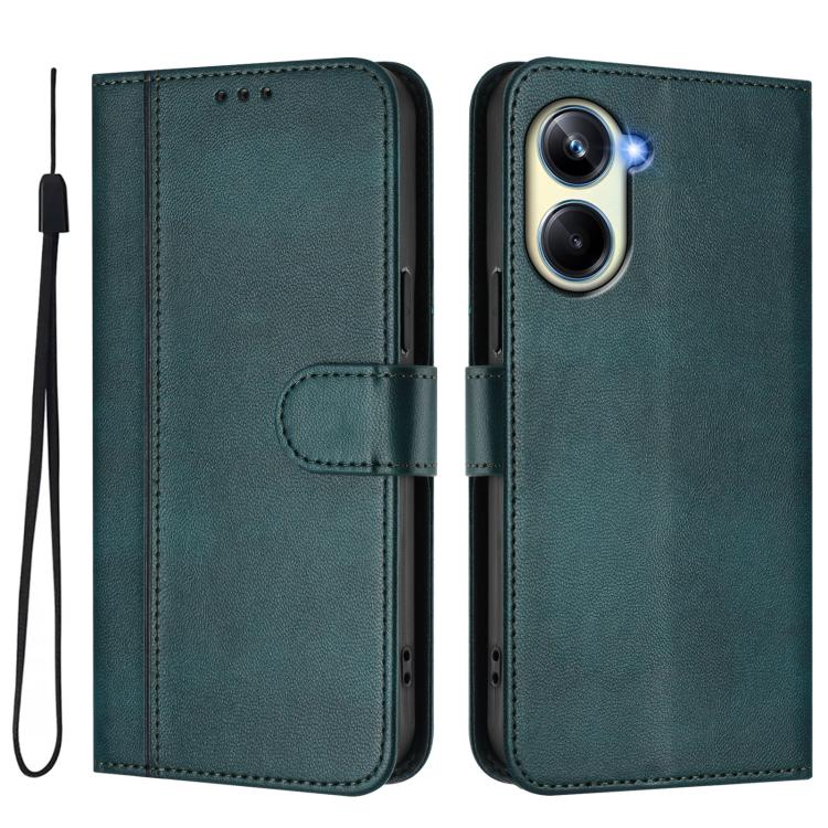 For Realme 10 Pro 5G Line Splicing Buckle Retro Leather Phone Case