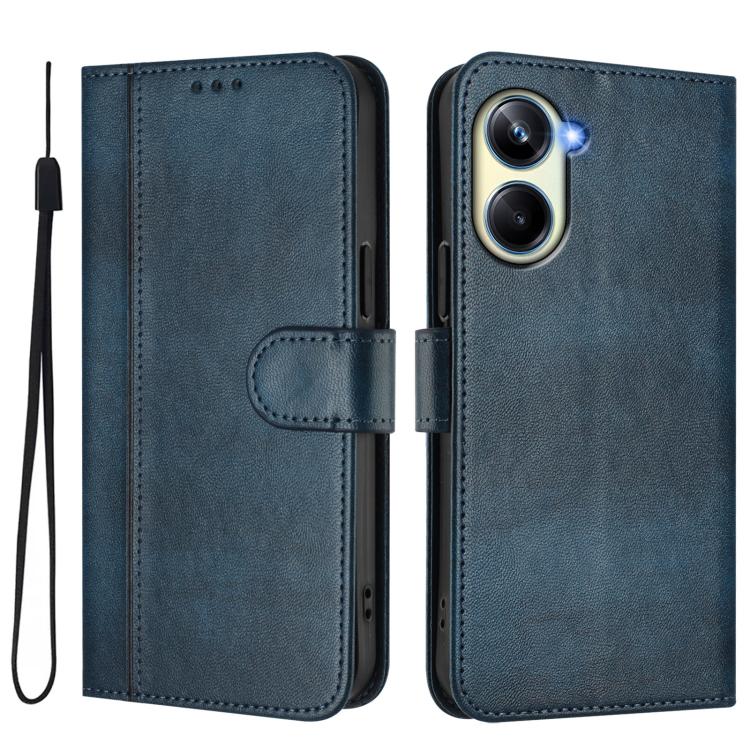 For Realme 10 Pro 5G Line Splicing Buckle Retro Leather Phone Case