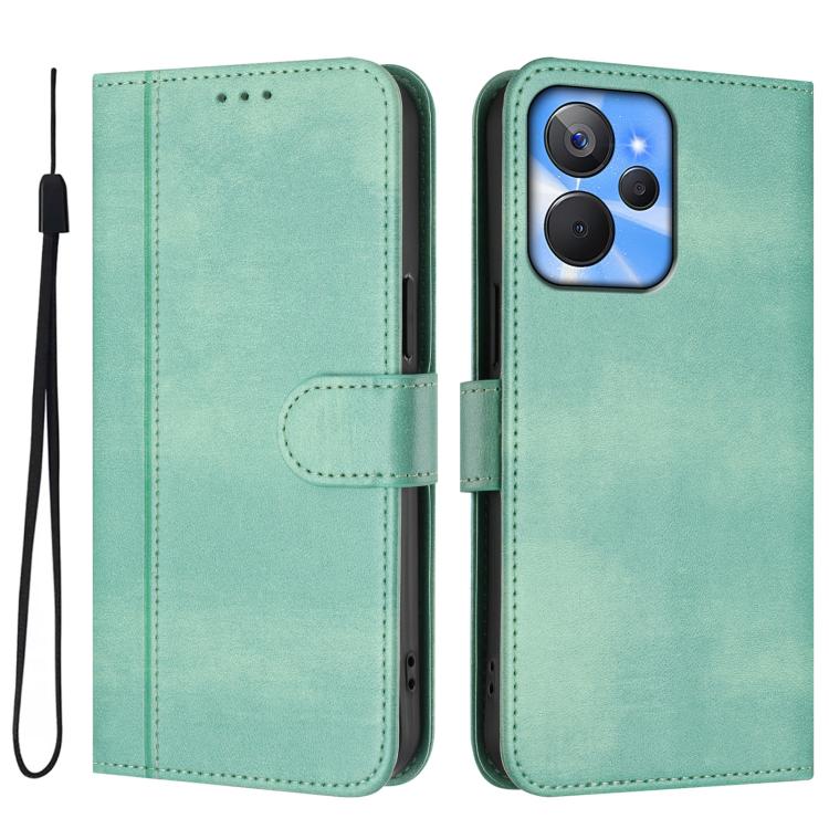For Realme 10T 5G / 10s 5G / 9i 5G Indian Line Splicing Buckle Retro Leather Phone Case