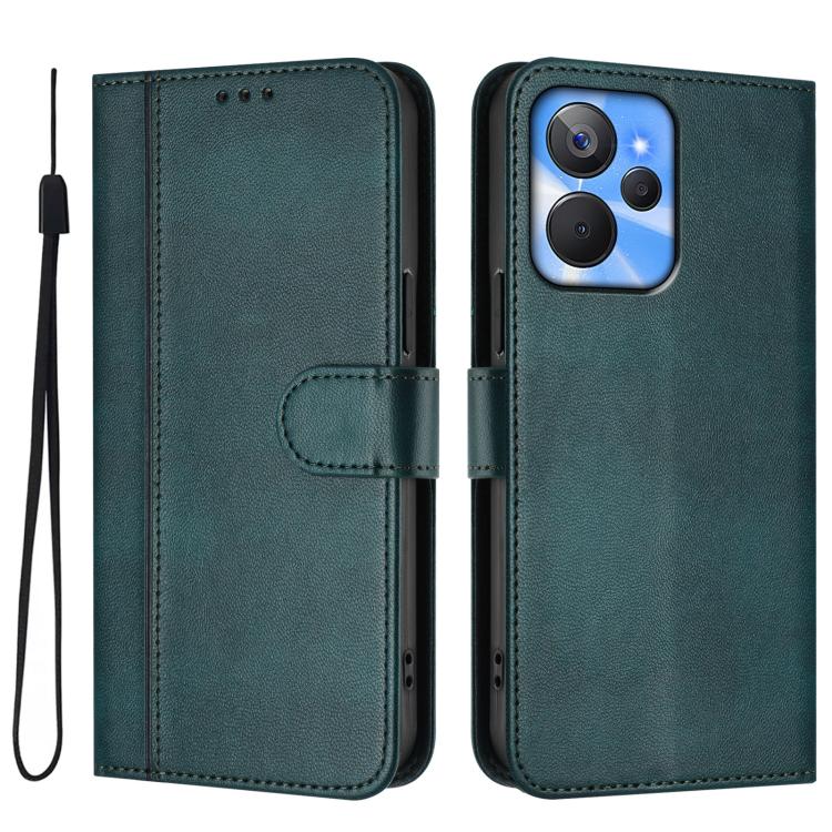 For Realme 10T 5G / 10s 5G / 9i 5G Indian Line Splicing Buckle Retro Leather Phone Case