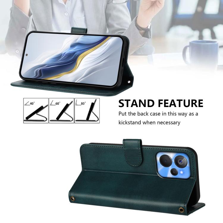 For Realme 10T 5G / 10s 5G / 9i 5G Indian Line Splicing Buckle Retro Leather Phone Case