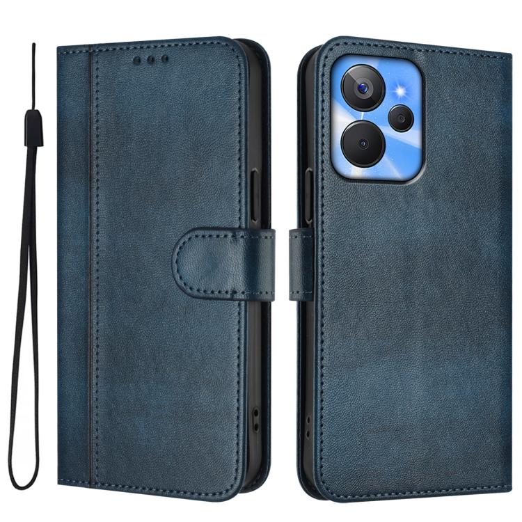 For Realme 10T 5G / 10s 5G / 9i 5G Indian Line Splicing Buckle Retro Leather Phone Case