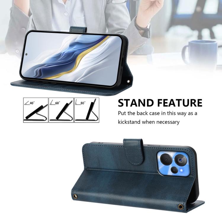 For Realme 10T 5G / 10s 5G / 9i 5G Indian Line Splicing Buckle Retro Leather Phone Case