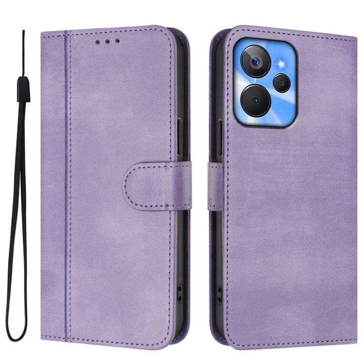 For Realme 10T 5G / 10s 5G / 9i 5G Indian Line Splicing Buckle Retro Leather Phone Case