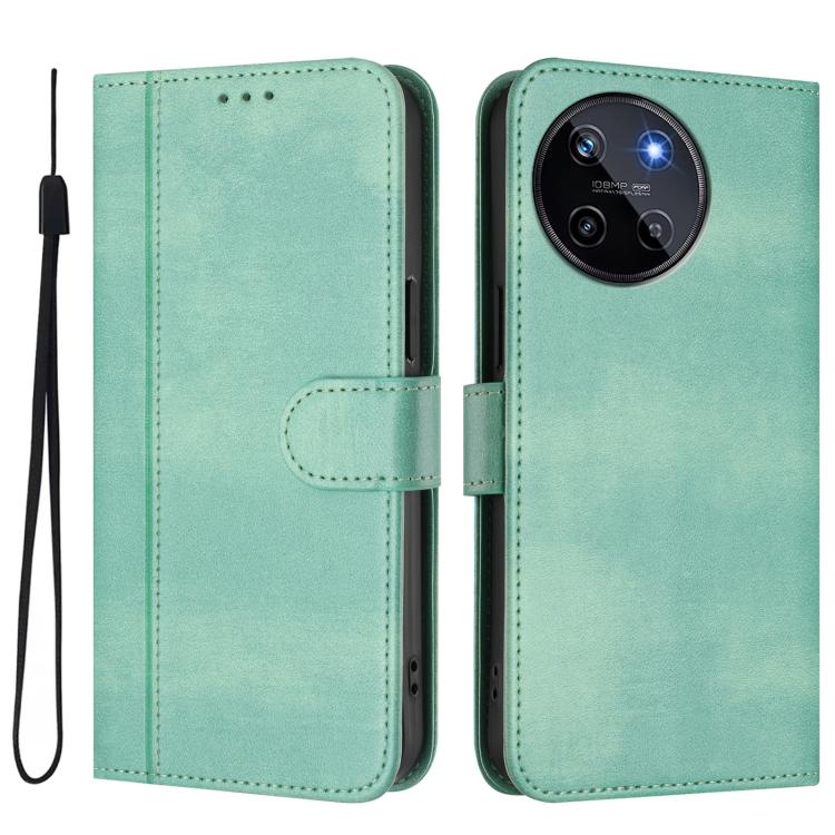 For Realme 11 4G Global Line Splicing Buckle Retro Leather Phone Case