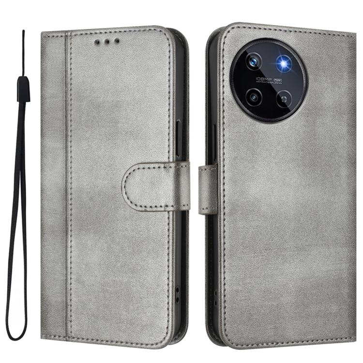 For Realme 11 4G Global Line Splicing Buckle Retro Leather Phone Case