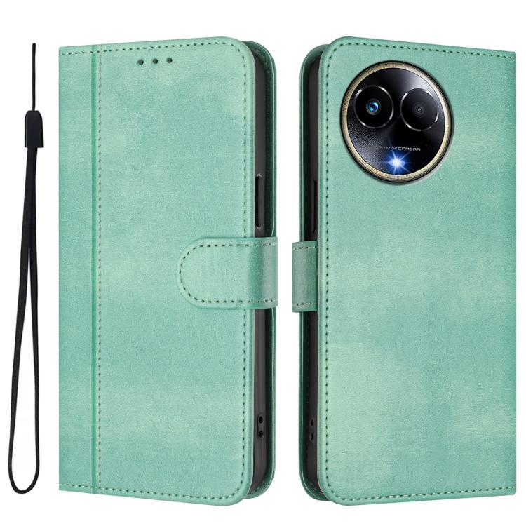 For Realme 11 5G Global / C67 5G India Line Splicing Buckle Retro Leather Phone Case
