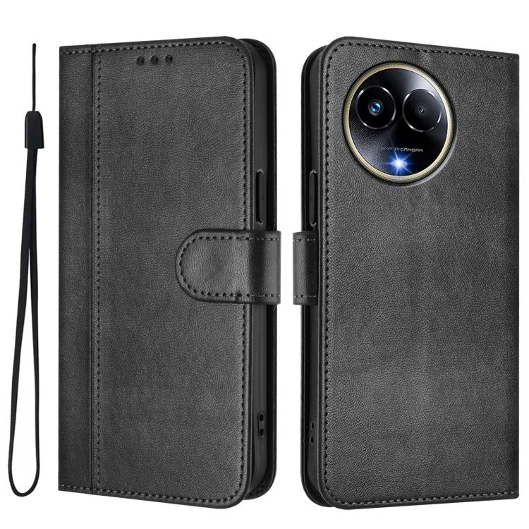 For Realme 11 5G Global / C67 5G India Line Splicing Buckle Retro Leather Phone Case