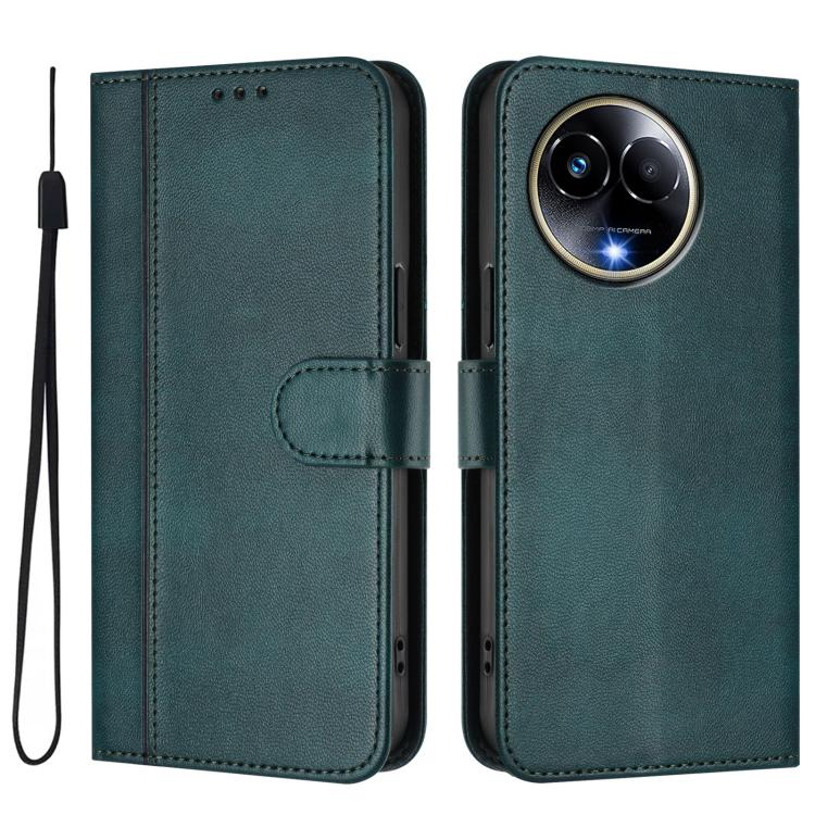 For Realme 11 5G Global / C67 5G India Line Splicing Buckle Retro Leather Phone Case