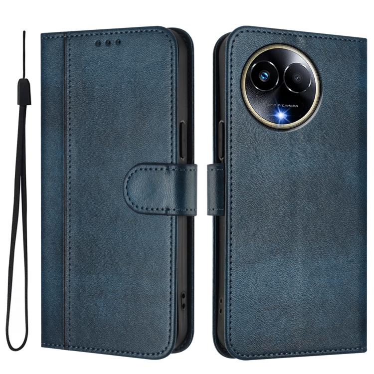 For Realme 11 5G Global / C67 5G India Line Splicing Buckle Retro Leather Phone Case