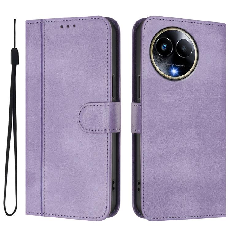 For Realme 11 5G Global / C67 5G India Line Splicing Buckle Retro Leather Phone Case