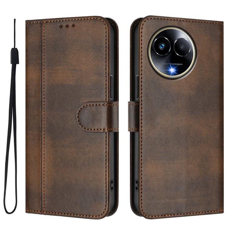 For Realme 11 5G Global / C67 5G India Line Splicing Buckle Retro Leather Phone Case