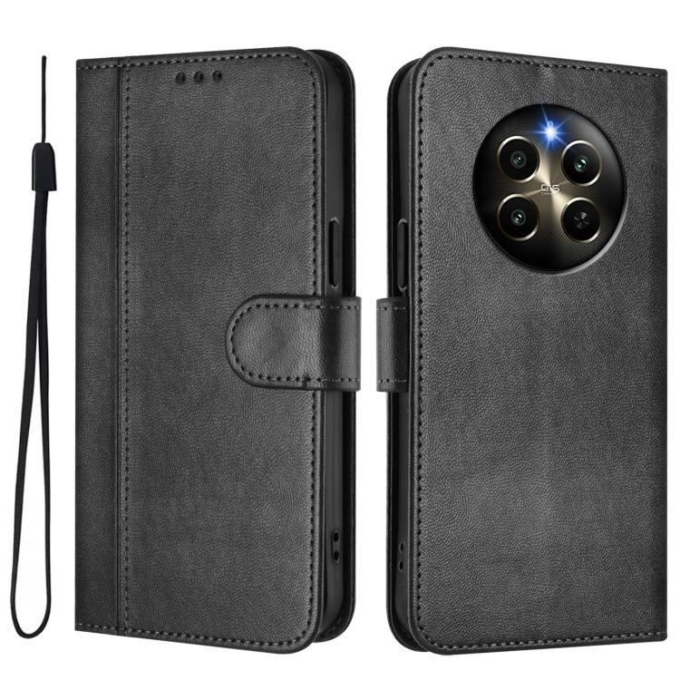 For Realme 12 Pro 5G / 12 Pro+ 5G Global Line Splicing Buckle Retro Leather Phone Case