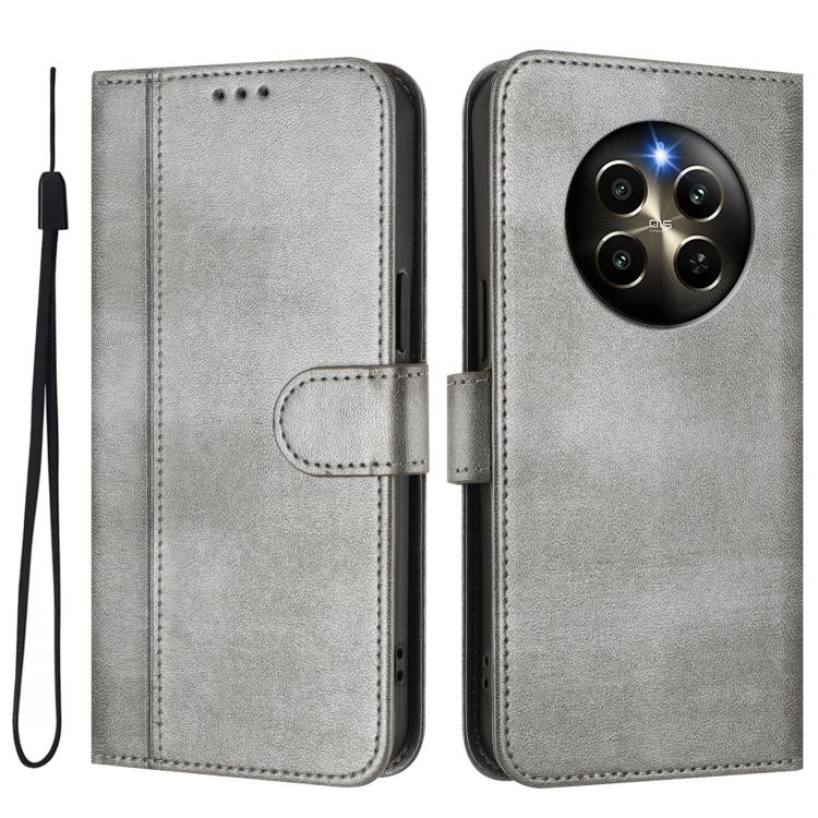 For Realme 12 Pro 5G / 12 Pro+ 5G Global Line Splicing Buckle Retro Leather Phone Case